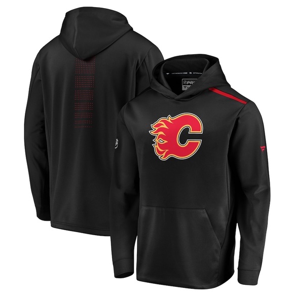 Mens Fanatics Calgary Flames Authentic Pro Rinkside Pullover Hoodie NHL - Picture 2 of 14
